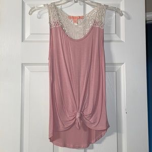 REBELLIOUS ONE Light Pink Lace Top